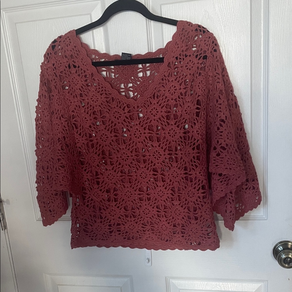 Boston Proper Crochet Lace Sweater